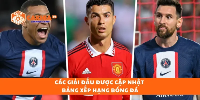 Các giải đấu được cập nhật bảng xếp hạng bóng đá